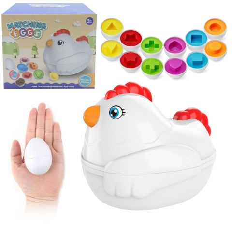 Sorter Jajka Montessori – Dopasuj Kształty I Kolory, Kura Na Kółkach