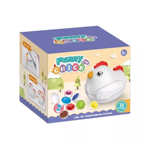 Sorter Jajka Montessori – Dopasuj Kształty I Kolory, Kura Na Kółkach