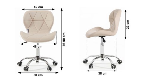 Fotel Obrotowy Welur Bauerkraft Krzesło 360° Pikowane Chrom Beżowy