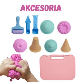 Piasek kinetyczny lody zestaw Woopie walizka foremki 1000g 3+