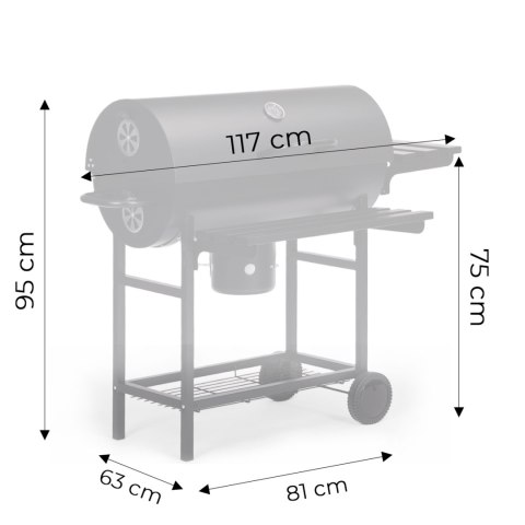 Grill węglowy ogrodowy z pokrywą Garden termometr duży ruszt półki kółka