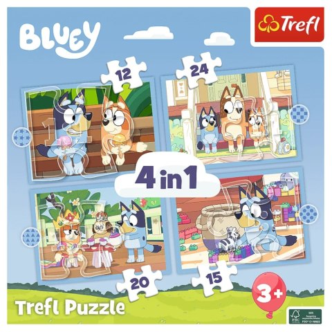 Puzzle 4w1 Bluey i jego świat 3+ Trefl 34637 Puzzle 4w1 Bluey i jego świat 3+ Trefl 34637
