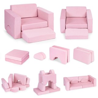 Modułowy Fotel Piankowy dla Dziecka 8 Poduszek Różowy ECOTOYS do Zabawy