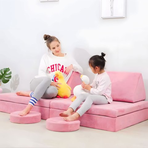 Modułowy Fotel Piankowy dla Dziecka 8 Poduszek Różowy ECOTOYS do Zabawy