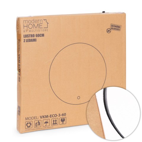 Lustro łazienkowe LED 60 cm okrągłe dotykowe 3 barwy ModernHome