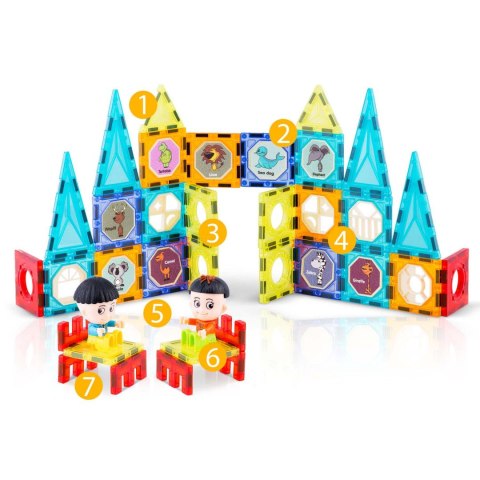 Klocki Konstrukcyjne Magnetyczne 3D RK-768 98 Elementów Wieża z Figurkami
