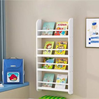 Regał Montessori na książki dla dzieci drewniany biały 4 półki