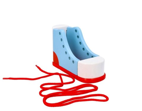 Drewniany But do Nauki Wiązania Sznurek Goki Trampek Montessori 3+