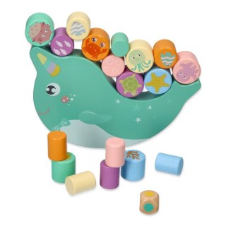 Gra Balansująca Delfinek Jednorożec Montessori Drewniana Układanka AdamToys