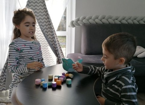 Gra Balansująca Delfinek Jednorożec Montessori Drewniana Układanka AdamToys