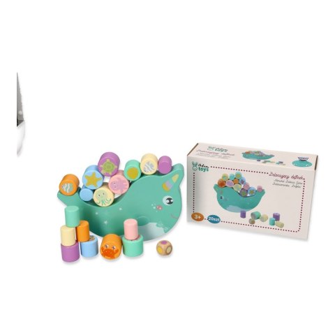 Gra Balansująca Delfinek Jednorożec Montessori Drewniana Układanka AdamToys