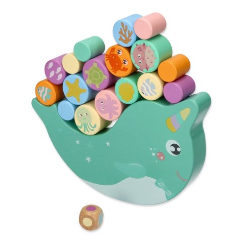 Gra Balansująca Delfinek Jednorożec Montessori Drewniana Układanka AdamToys