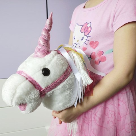 Hobby Horse Jednorożec Bianco na Patyku z Dźwiękiem Konik Zabawka