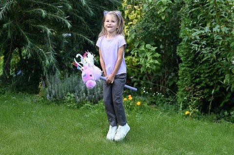 Hobby Horse Lila Jednorożec na Patyku z Dźwiękiem Konik Różowy 85 cm