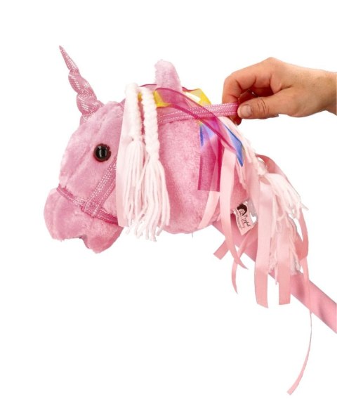 Hobby Horse Rosa Jednorożec na Patyku z Dźwiękiem Konik Różowy 85 cm