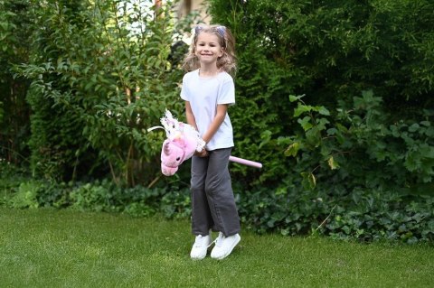 Hobby Horse Rosa Jednorożec na Patyku z Dźwiękiem Konik Różowy 85 cm