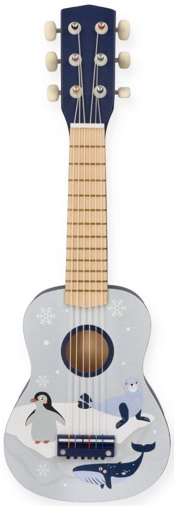 Gitara Drewniana Dla Dzieci Arktyczne Zwierzątka 6 Strun 53 cm