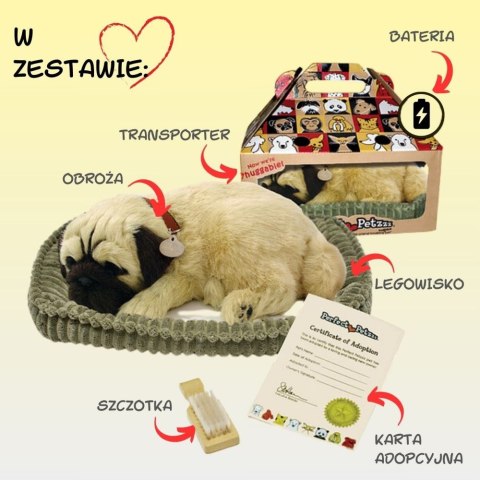 Oddychający Piesek Mops Perfect Petzzz Interaktywna Maskotka Pluszowa