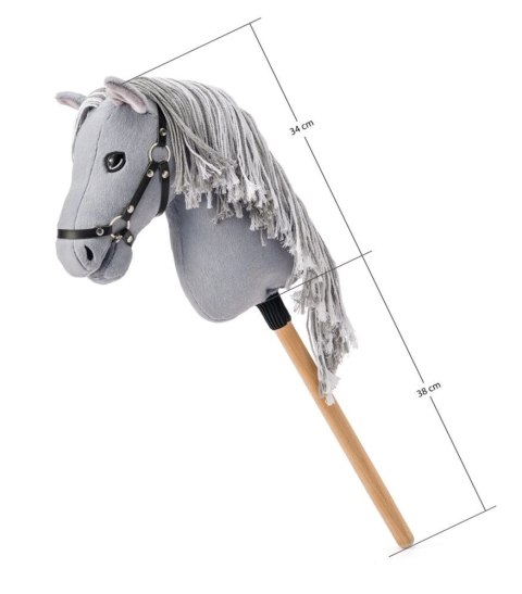 Konik na patyku hobby horse Apollo siwy drewniany kijek 72 cm CE