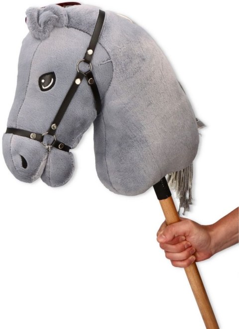 Konik na patyku hobby horse Apollo siwy drewniany kijek 72 cm CE