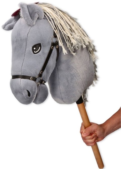 Konik na patyku hobby horse Apollo siwy drewniany kijek 72 cm CE