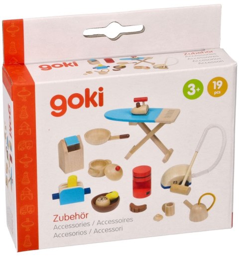 Drewniane Akcesoria do Domku dla Lalek Zestaw AGD Goki 19 Elementów