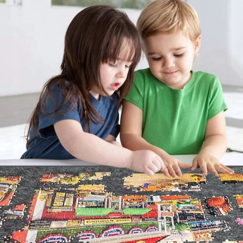 Stolik do Układania Puzzli 2w1 6 Szuflad Filcowy Organizer Czarny 77 x 53 cm