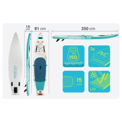 Deska SUP Neo-Sport Reefbreak 350 cm Pompowana Zestaw Akcesoria