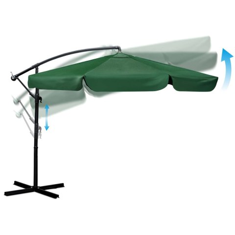 Parasol Ogrodowy z pokrowcem Plonos 350 cm 6 segmentowy Regulowany Zielony