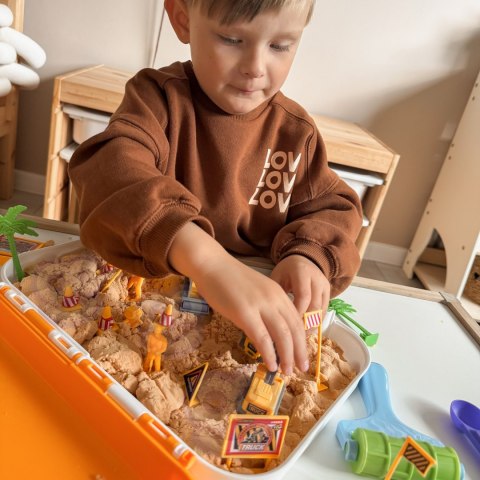 Piasek kinetyczny plac budowy zestaw walizka pojazdy 1000g 3+