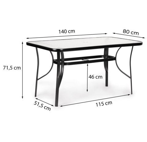 Stół Ogrodowy Szklany 140x80 Cm – Na Taras I Balkon MultiGarden
