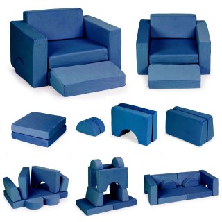 Fotel Modułowy dla Dzieci ECOTOYS 8 Elementów Piankowy Niebieski 120 kg