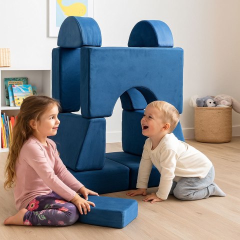 Fotel Modułowy dla Dzieci ECOTOYS 8 Elementów Piankowy Niebieski 120 kg