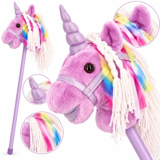 Hobby Horse Lila Jednorożec na Patyku z Dźwiękiem Konik Różowy 85 cm