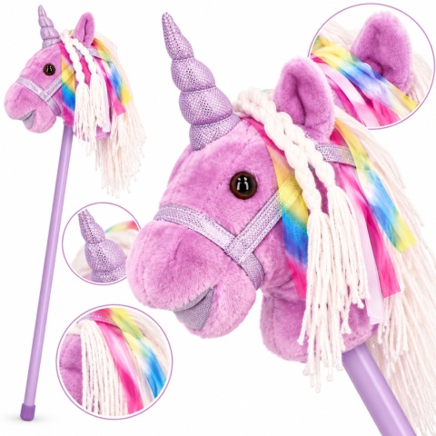 Hobby Horse Lila Jednorożec na Patyku z Dźwiękiem Konik Różowy 85 cm