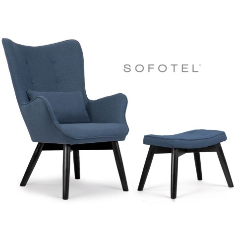 Fotel uszak z podnóżkiem Sofotel Norse niebieski